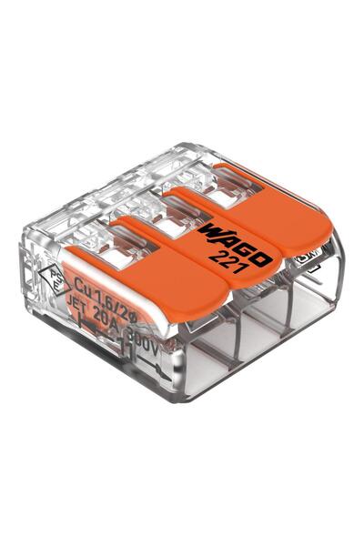 WAGO 221-413 3'lü Çok Amaçlı Buat Klemensi 25'li