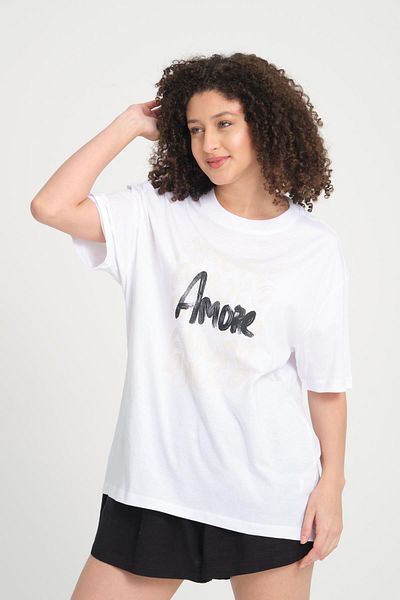 Store 100% Cotton Relaxed Cut T-Shirt - Aesthetic Amore Detail