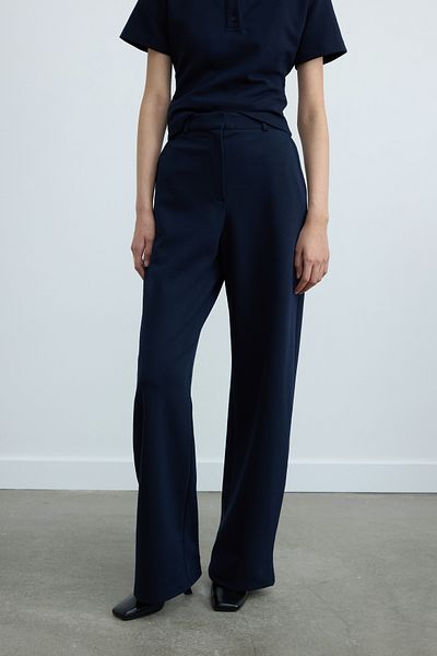Suud Collection Navy Blue Jane Wide Leg Trousers