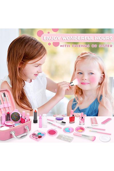 COOYA Kids Makeup Sets, Washable Children Play Make Up Toys Nail Varnish Kit Non Toxic, Suitcase for Girl