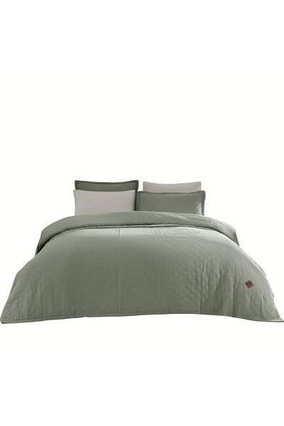 Bahar Majoli Home Premium Quilted Bedspread Set Majoli Bahar, 240x220 cm, 100% cotton, 30 GSM, 3 pieces, Manu Pampas