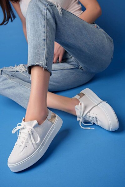 inyola بيج - 2054 حذاء رياضي نسائي من الجلد الطبيعي