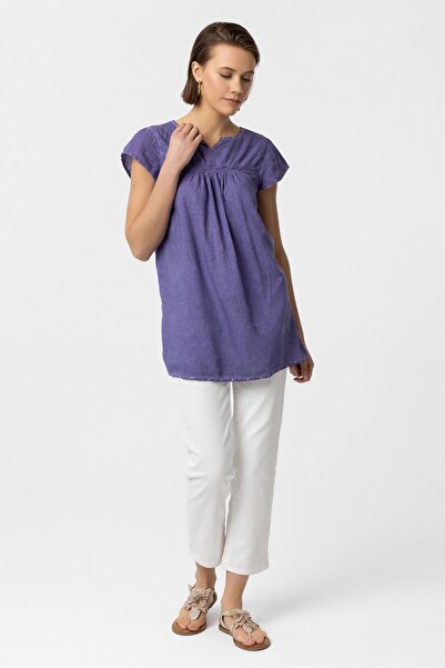 Deriderim Короткий рукав бавовняна сорочка з вишивкою на спині