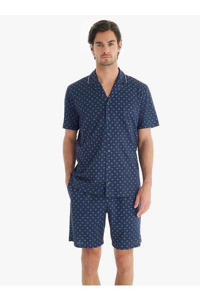Blackspade Men's Premium Lena Orange Pajama Suit Front Buttoned Short Sleeve
