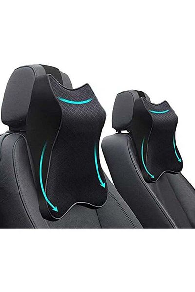 fulina 2 Car Seat Headrest Neck Rest Cushions,100% Pure Memory Foam for Neck/Back Pain Relief,Black
