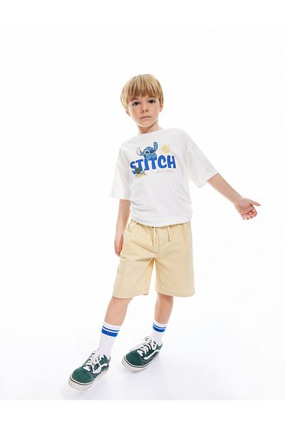 Koton Cotton Elastic Waist Button Detailed Basic Shorts