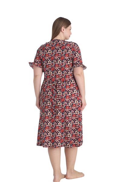 ROMEO LİFE Women's Plus Size Cotton Modal Fabric Print Summer Dress 7862