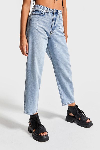 its basic Denim pentru femei Relax Fit cu detalii laser de culoare zăpadă - 100% bumbac