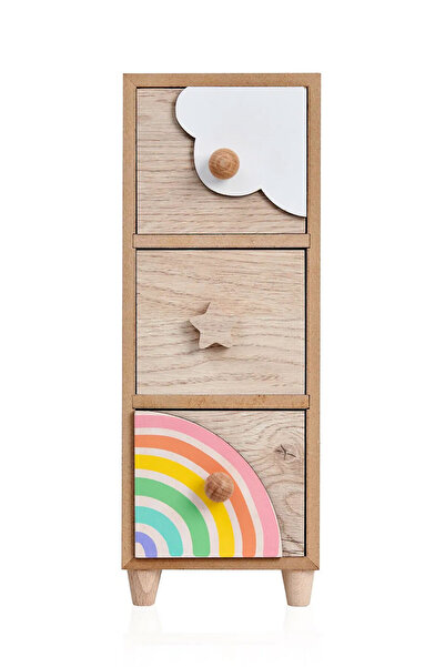 Eq deco 3 Çekmeceli Ahşap Düzenleyici Masa Üstü Düzenleyici Çocuk Odası Düzenleyici