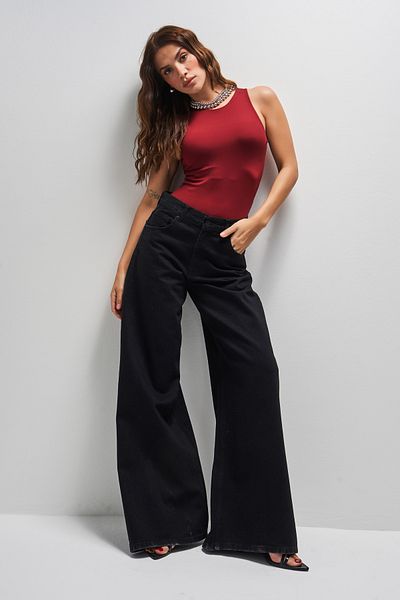 its basic Women's Black Color Hera 1W41 Palazzo Fit Loose Cut Denim