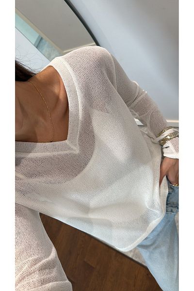 sinemkivanc co V-Neck Thin Knitwear Bluz