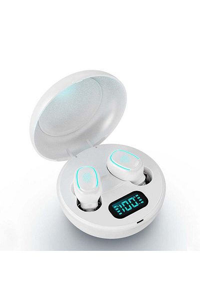 Generic TWS Wireless Digital Display Mini Bluetooth Earphones White