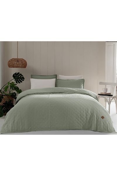 Bahar Majoli Home Premium Quilted Bedspread Set Majoli Bahar, 170x220 cm, 100% cotton, 30 GSM, 2 pieces, Manu Pampas