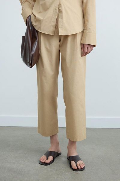 Suud Collection Camel Paper Poplin Trousers