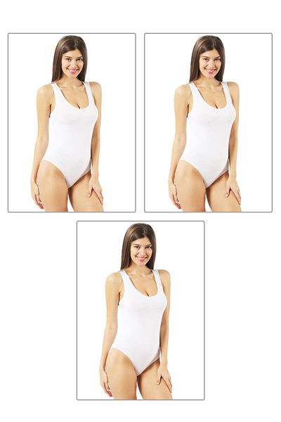 ÖZKAN underwear Özkan 0602 3 Pack Women's Cotton Thick Strap Hooked Snap Body
