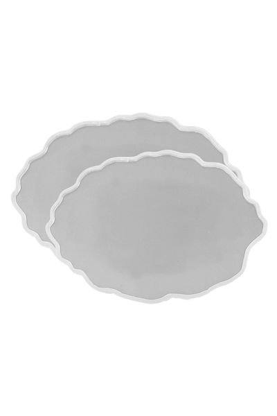 Eminonutoptanci Epoxy Silicone Mold Promise and Engagement Tray Mold Oval Irregular Wavy Tray Set 2 Pieces
