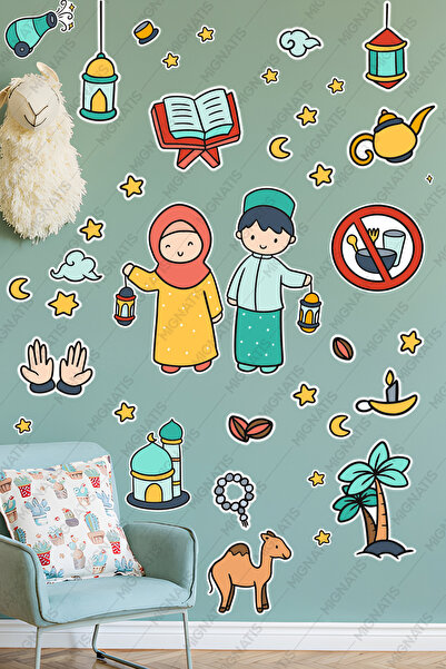 MIGNATIS Deca drže lampione u rukama Set naljepnica za Ramadan - Dekoracije z...
