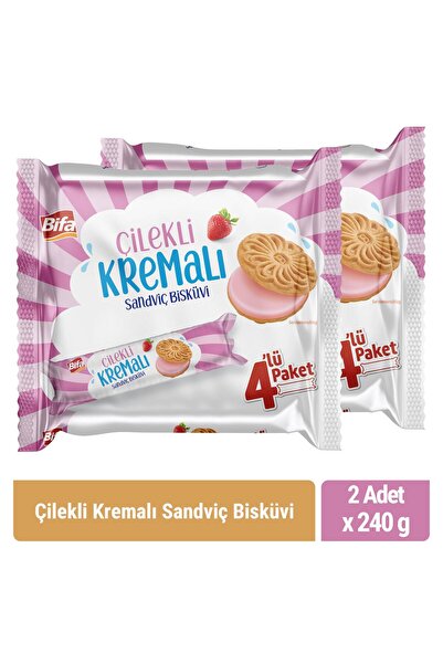 Bifa Çilekli Kremalı Sandviç Bisküvi 240 gr x 2 adet