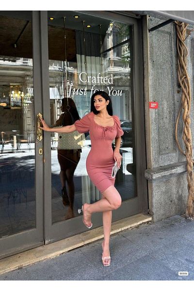 Modafeminen Μίνι φόρεμα Fendy Gather Detail 583006 Dusty Rose