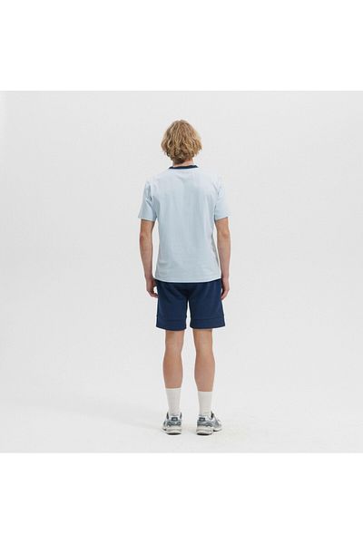 Ellesse Ανδρικό μπλουζάκι από εμπριμέ βαμβακερό κανονικό ριγέ λεπτομέρεια με λαιμόκοψη EM458