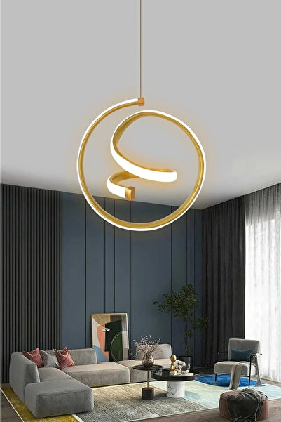 RSCOLLECTIONS Helezon Modern Tekli Sarkıt Led Avize Antre - 3 Renk Kumandalı ...