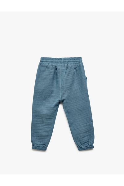 Koton Pantaloni de jogging de bază din muselină din bumbac cu șireturi în talie