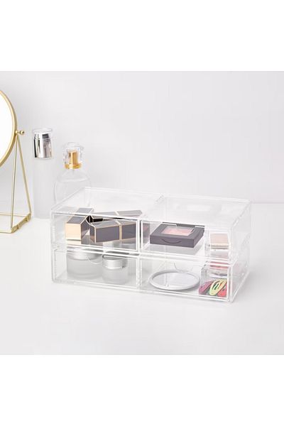 IKEA MOJAN Make-up Storage with 2 Drawers, 25x12 cm – Transparent Acrylic Organizer