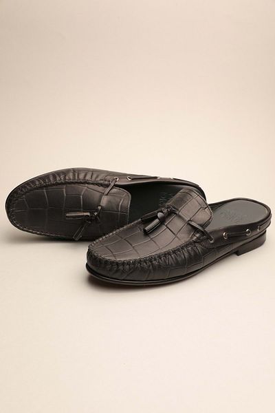 Gondol Papuci clasici pentru bărbați din piele naturală Black Croco 42 ttx.310