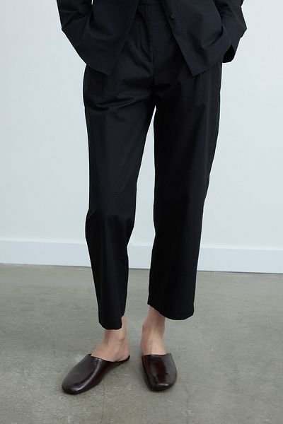 Suud Collection Black Paper Poplin Trousers