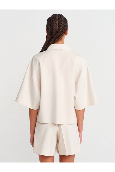 Dilvin Cămașă oversize cu buzunare - Beige Fashion Dynasty