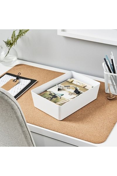 IKEA صندوق KUGGIS، رمادي غامق-بيج، 18×26×8 سم - حل تخزين أنيق ومدمج