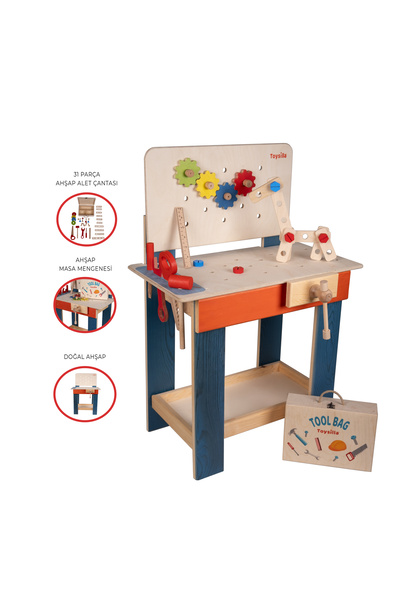 Toysilla Ahşap Tamir Seti (Tezgahı) Oyuncak, Tamir Oyuncak T6007