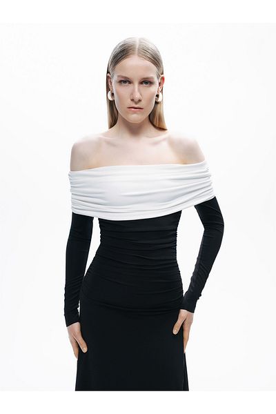 Nocturne Contrast Color Maxi Dress