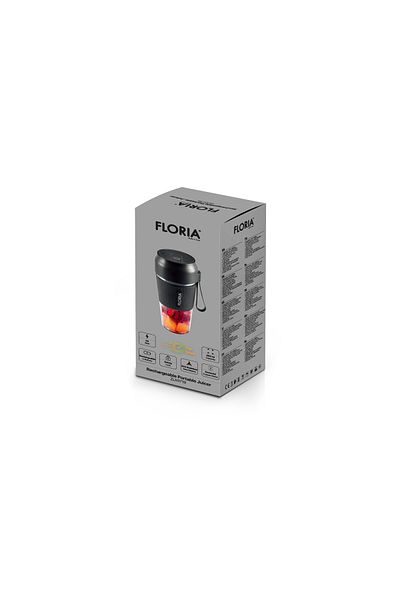 Floria Blender portabil Floria ZLN1719 pentru suc reincarcabil, 300 ml, 50W, Lame din otel inoxidabil,Negru