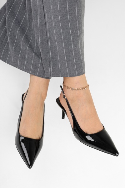 Shoeberry Kadın Estelle Siyah Rugan Stiletto