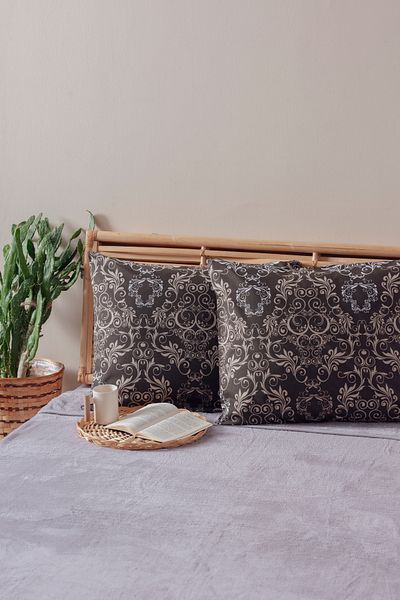 Mislina Home Σετ 2 μαξιλαροθήκες με σχέδιο ανθρακί