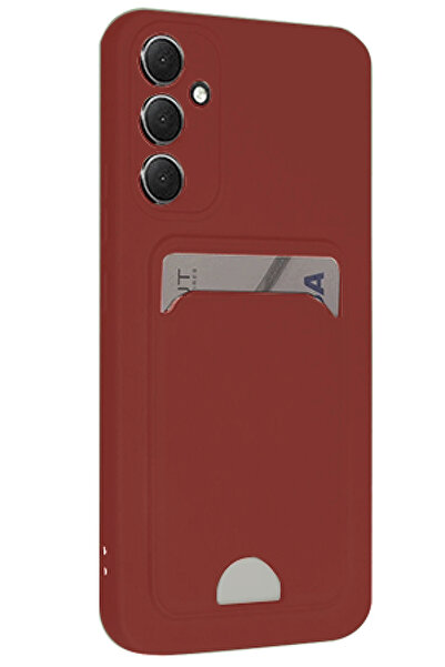 NewFace حافظة سامسونج جالاكسي S24 FE من السيليكون مع بطاقة عمل كلفن - أحمر كل...