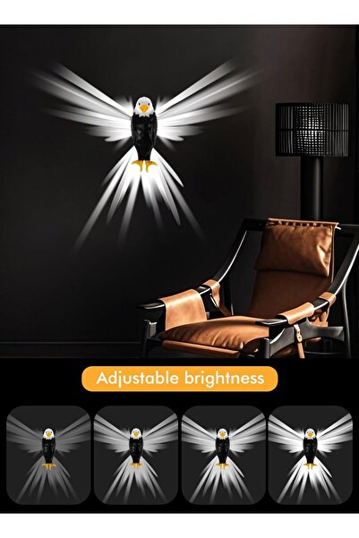 AWH Bald Eagle Wall Light with Remote, Magnetic LED, Battery Operated & USB Charging Eagle Lamp