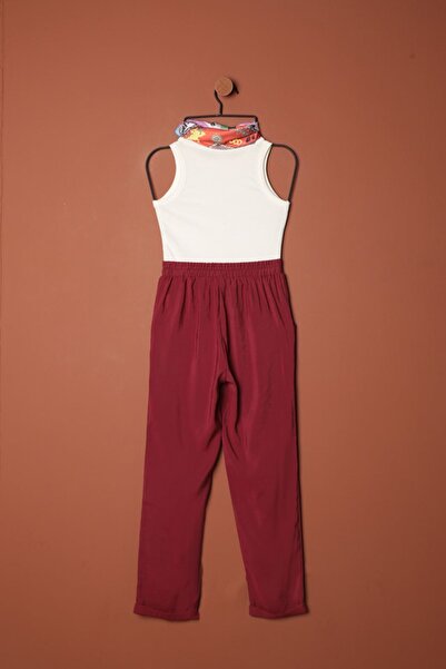 Cream Modal Fabric Double Leg Women's Trousers-Burgundy