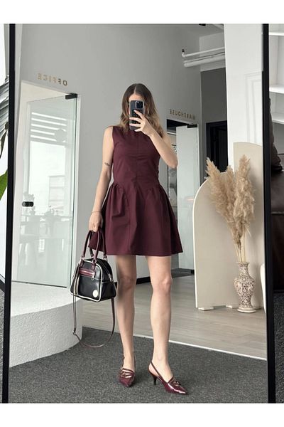 KAZAK Zipper Detailed Mini Dress - Brown
