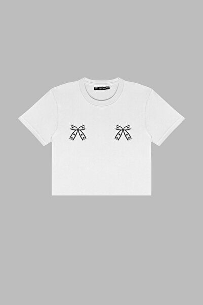 Bak Moda Kovgirl mašna Štampano bela Skraćeni kroj lopta