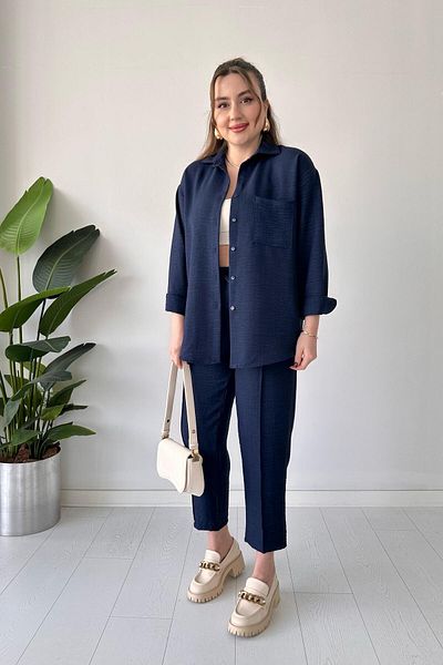 MaziButik Set dublu de in bleumarin