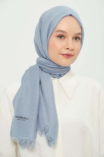 Madame Polo Petonya Shawl Baby Blue Wrinkle-Free Anti-Sweat Thin Daily Shawl 75X180 cm