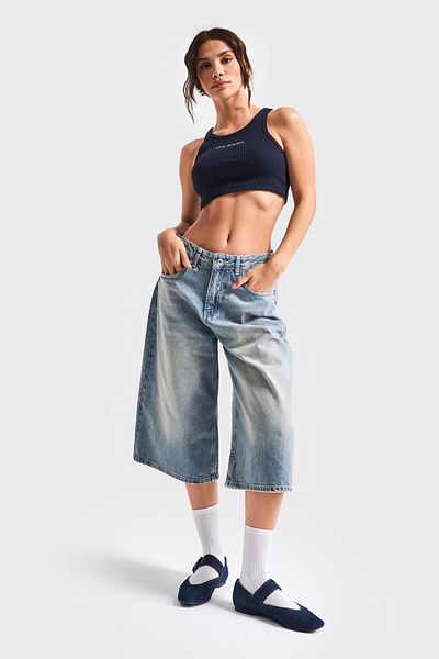 its basic Γυναικείο T.Jeans Color 2S5-84 Super Baggy Fit Maxi Size 100% Cotton τζιν σορτς