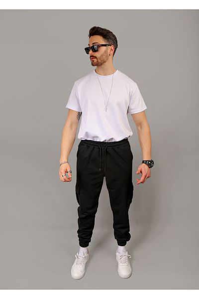 EydaMoon Unisex Cargo Pocket Standard Fit 2 νήματα ελαστικά πόδια φούτερ