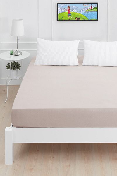 Mislina Home Roza Baby Kids Elastic Combed Cotton Sheet Beige
