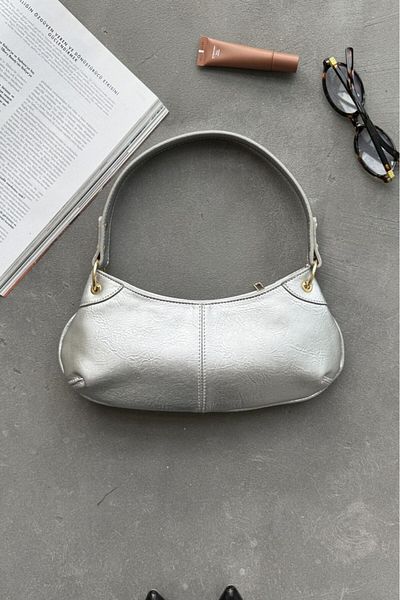 LEONAS Geantă de mână și de umăr pentru femei Baguette Bloom Silver