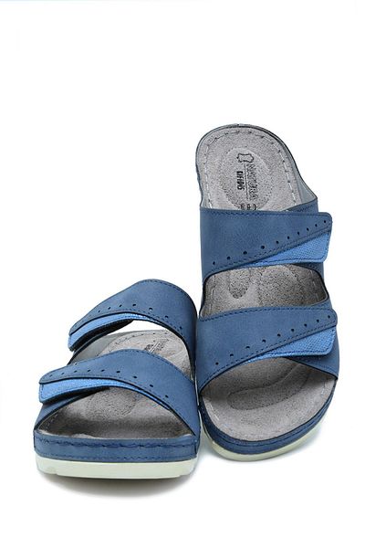 Kifidis Papuci de damă din piele anatomică SIB 160147   Natura Dublu Banda 36-41 Velde/Albastru Marin