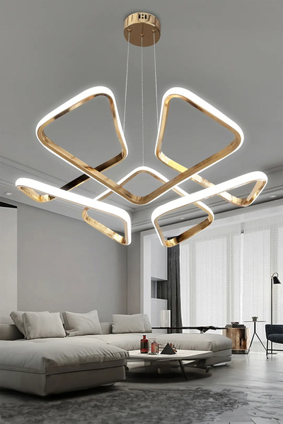 RSCOLLECTIONS Dron Köşeli Modern Sarkıt Led Avize - Salon & Oturma Odası Aviz...