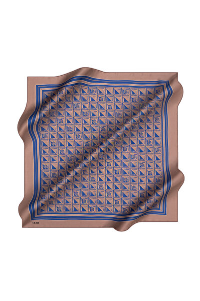 Aker Logo Desenli İpek Krep Saten Eşarp